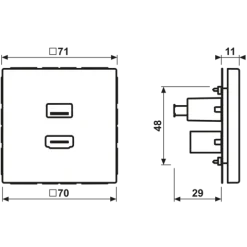 Adaptador HDMI / USB 2.0 em Termoplástico Cinzento Claro LS JUNG MALS1163LG