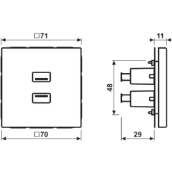 Adaptador 2 x USB 2.0 em Termoplástico Cinzento Claro LS JUNG MALS1153LG