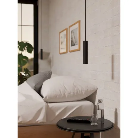 ALMUDAINA Candeeiro de Teto Suspenso LED em Aço Preto 110cm 900926
