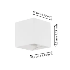 Aplique de Exterior LED com Corpo Quadrado em Alumínio Branco CALPINO EGLO 97241