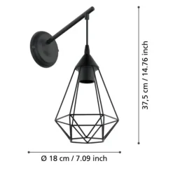 Aplique de Parede com Abajur de Arame em Forma de Diamante TARBES EGLO 49081