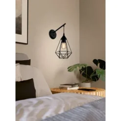Aplique de Parede com Abajur de Arame em Forma de Diamante TARBES EGLO 49081