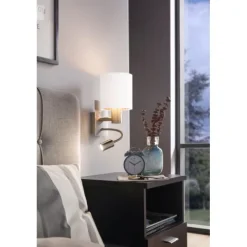 Aplique de Parede com Abajur em Tecido Branco PASTERI EGLO 96484