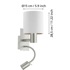 Aplique de Parede com Abajur em Tecido Branco PASTERI EGLO 96484