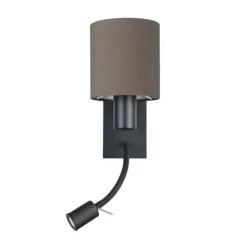 Aplique de Parede com Abajur em Tecido Castanho Antracite PASTERI EGLO 900701