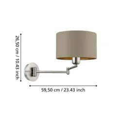 Aplique de Parede com Abajur em Tecido Taupe MASERLO EGLO 95055
