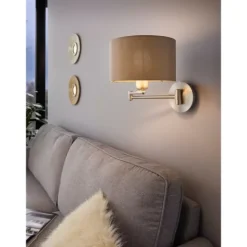 Aplique de Parede com Abajur em Tecido Taupe MASERLO EGLO 95055