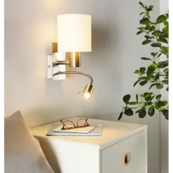 Aplique de Parede com Abajur em Tecido Branco PASTERI EGLO 96477