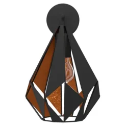 Aplique de Parede com Abajur Geométrico Preto e Cobre CARLTON 1 EGLO 49992
