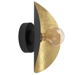 Aplique de Parede com Abajur Metálico Preto e Interior Dourado SACEDA EGLO 390394