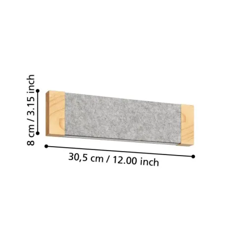 Aplique de Parede com Madeira e Feltro Cinzento VALLELADO EGLO 390387