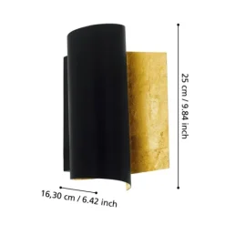 Aplique de Parede com Metal Preto e Folha de Ouro FALICETTO EGLO 98759