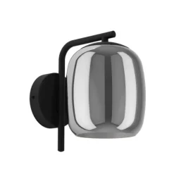 Aplique de Parede com Soquete E27 Preto e Vidro Cinza CIAMPINO EGLO 901723