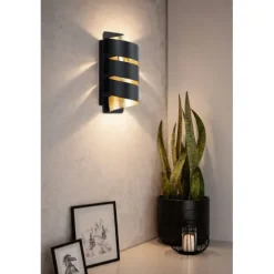 Aplique de Parede em Espiral Preto com Interior Dourado ELIZONDO EGLO 98755