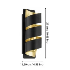 Aplique de Parede em Espiral Preto com Interior Dourado ELIZONDO EGLO 98755