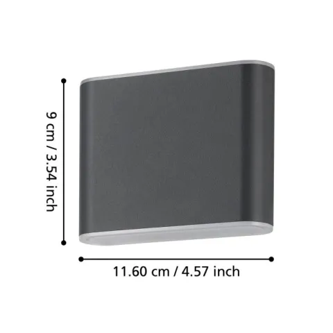 Aplique de Parede Exterior Antracite com LED e CCT GRUTTI EGLO 901025