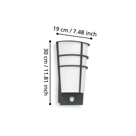 Aplique de Parede Exterior com Sensor Movimento e LED BREGANZO 1 EGLO 96018