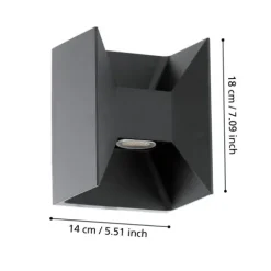 Aplique de Parede Exterior com LED e Alumínio Fundido Preto MORINO EGLO 93319