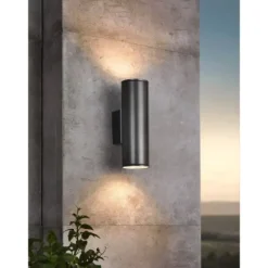 Aplique de Parede Exterior LED com Corpo Cilíndrico e Vidro Transparente RIGA EGLO 94103
