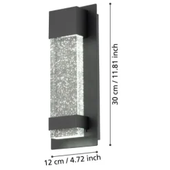 Aplique de Parede Exterior LED Preto com Vidro VILLAGRAZIA EGLO 98153