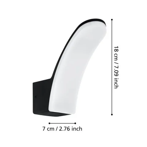 Aplique de Parede Exterior LED em Alumínio Preto FIUMICINO EGLO 98148