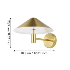 Aplique de Parede LED com Abajur Cónico Latão Escovado PARAGUAY EGLO 390273
