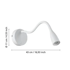 Aplique de Parede LED com Braço Flexível Branco Mate OLIVANDINO EGLO 901819