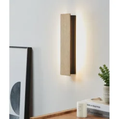 Aplique de Parede LED com Madeira e Aço Preto ZUBIALDE EGLO 901741