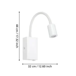 Aplique de Parede LED com Pescoço Ajustável e Porta USB TAZZOLI EGLO 96566