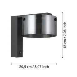Aplique de Parede LED com Vidro Preto Fumado COPILLOS EGLO 39876
