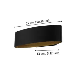 Aplique de Parede LED Curvo Preto e Dourado MACCACARI EGLO 98542