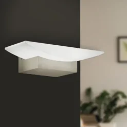 Aplique de Parede LED em Alumínio Níquel Mate com Abajur Branco METRASS EGLO 96038