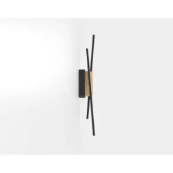 Aplique de Parede LED em Metal Preto e Madeira Natural PANAGRIA EGLO 900491