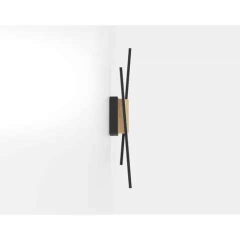 Aplique de Parede LED em Metal Preto e Madeira Natural PANAGRIA EGLO 900491