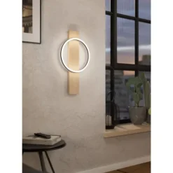 Aplique de Parede LED Preto com Detalhe em Carvalho BOYAL EGLO 901715