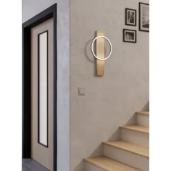 Aplique de Parede LED Preto com Detalhe em Carvalho BOYAL EGLO 901715