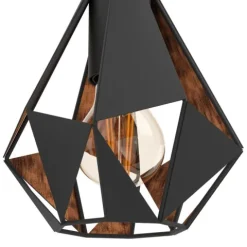 Aplique de Parede Metal Preto com Abajur Diamante CARLTON 4 EGLO 43057