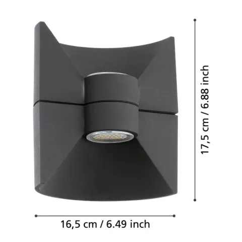 Aplique de Parede para Exterior LED Antracite REDONDO EGLO 93368