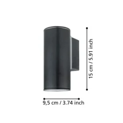 Aplique de Parede para Exterior LED Antracite RIGA EGLO 94102