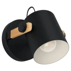 Aplique de Parede Preto-Creme com Madeira HORNWOOD EGLO 43518