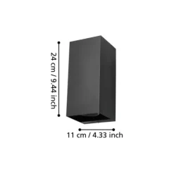 Aplique LED Exterior em Aço Zincado Preto EREMITANA EGLO 900189