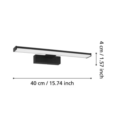 Aplique LED para Casa de Banho com Alumínio e Plástico Preto PANDELLA 1 EGLO 98907
