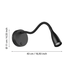 Aplique LED Preto com Braço Flexível OLIVANDINO EGLO 901818