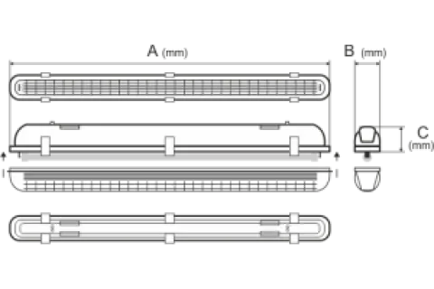 Armadura estanque led 2X1200MM pc/inox ip65