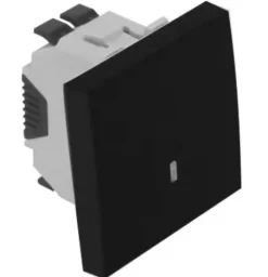 Botão basculante luminoso (250V) 2 módulos, preto mate, 45152 SPM - Série Quadro 45 - Efapel