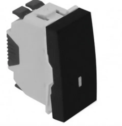 Botão basculante luminoso (250V) 1 módulo - Preto Mate, 45160 SPM - Série Quadro 45 Efapel