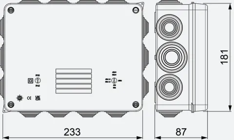 Caixa de derivação estanque 220X170X80 Solera IP55 com bucins