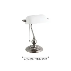 Candeeiro de Mesa Branco com Vidro Fosco BANKER EGLO 901019