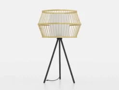 Candeeiro de Mesa com Abajur de Bambu e Base Tripé MONTERROSO EGLO 390235