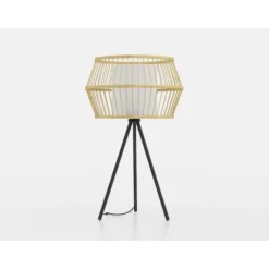 Candeeiro de Mesa com Abajur de Bambu e Base Tripé MONTERROSO EGLO 390235